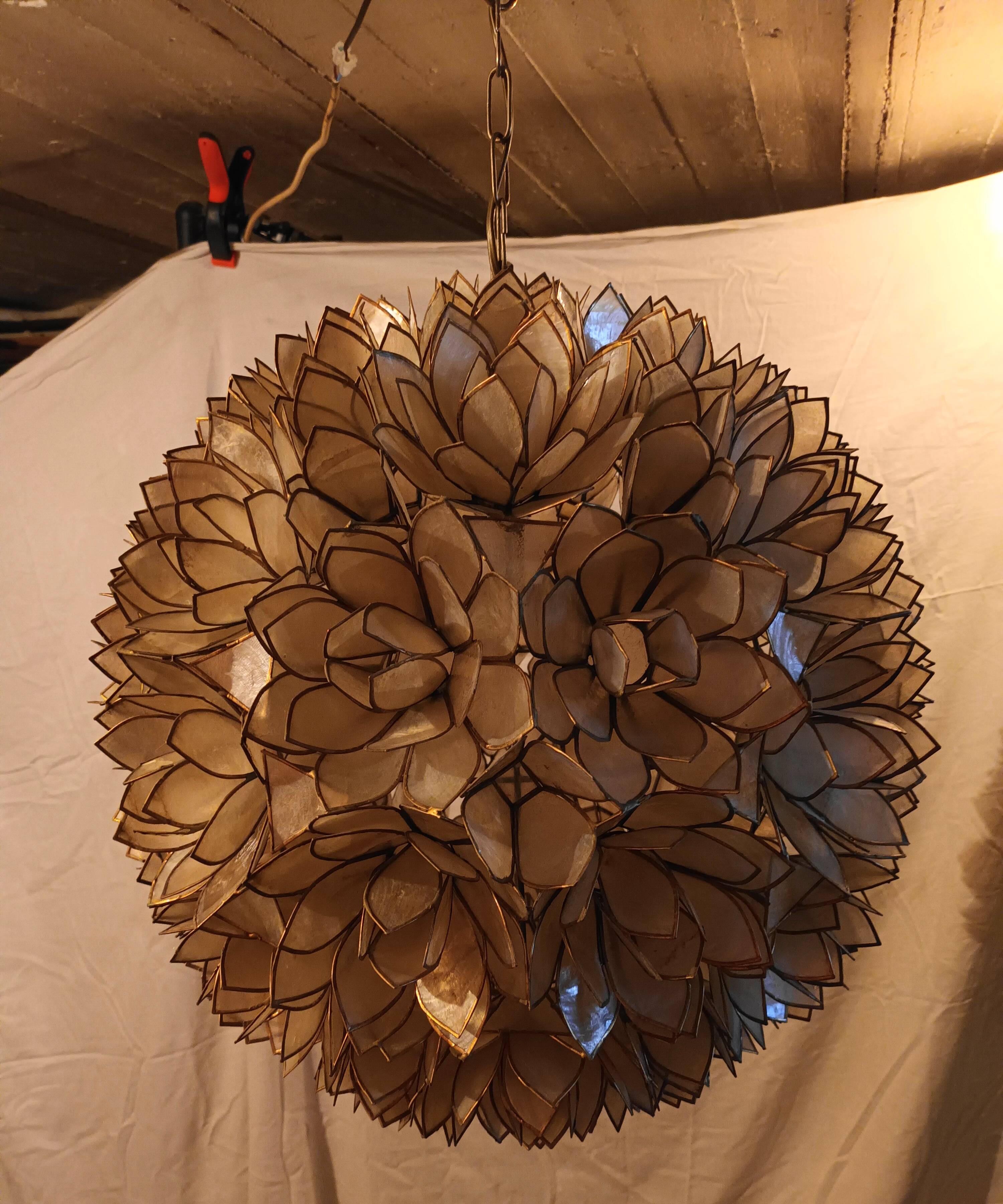 Capiz mother-of-pearl chandelier for Rausch, 1960s
