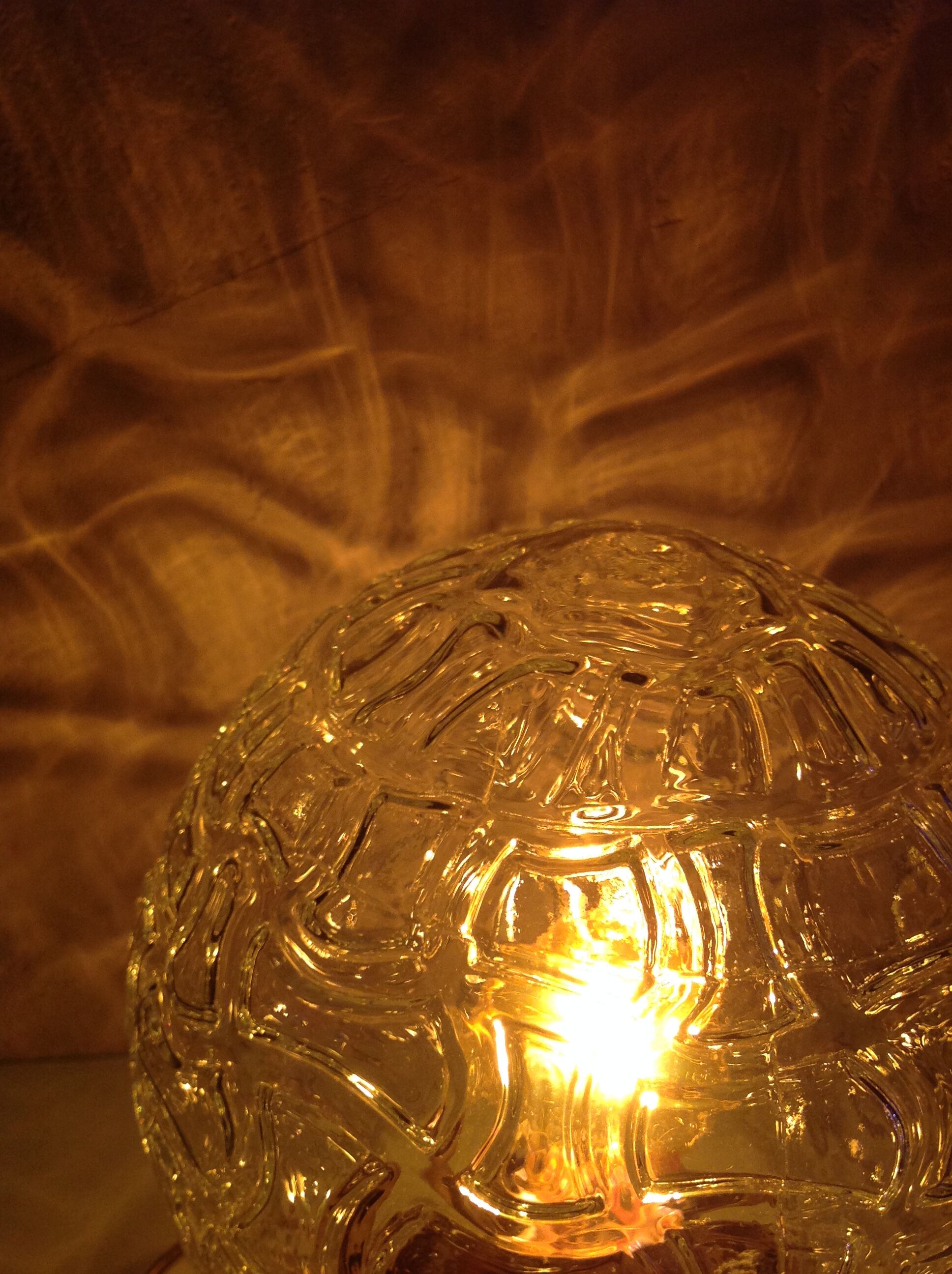 Structured glass globe lamp and metal-brass/ vintage 60s and 70s base