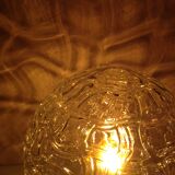 Structured glass globe lamp and metal-brass/ vintage 60s and 70s base