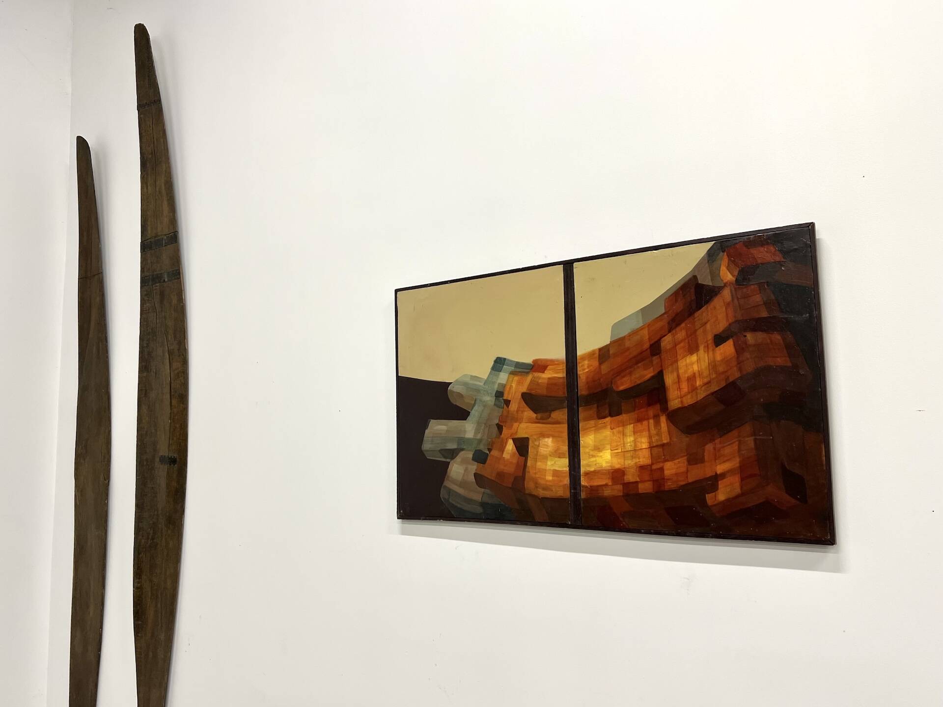 Modernist diptych, oil on canvas