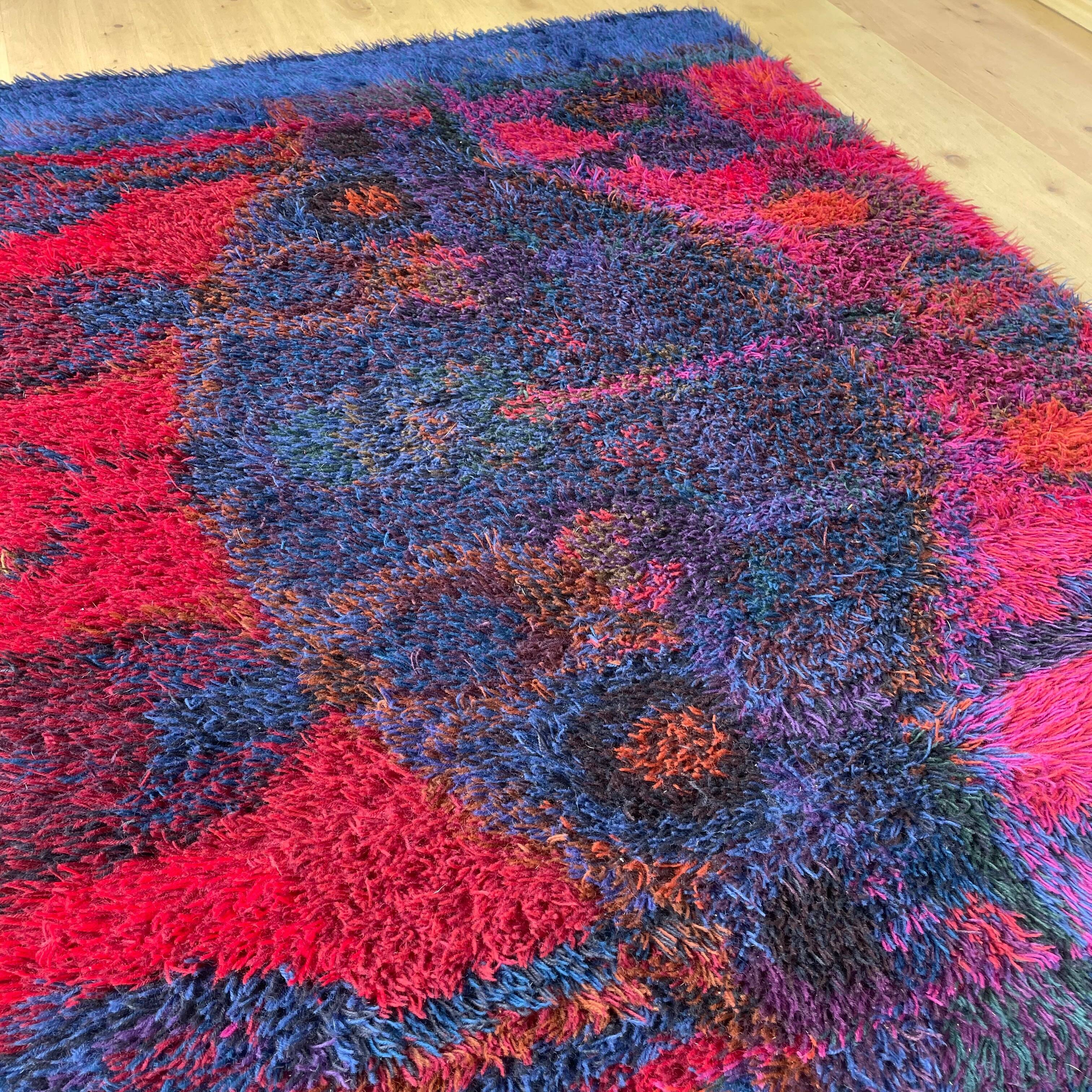 Original scandinavian rya rug by oili mäki for finnrya oy ab, finland