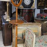 Psyche barber mirror with tripod base in cherry wood with system
