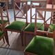 6 Chaises bois assise velours vert