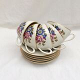 5 cups lot with French-made earthenware saucers size: height -5.5cm- D-8.5cm-