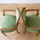 Set of 4 Louis XV style cabriolet armchairs in green fabric.
