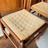 5 chairs made of wood and rope