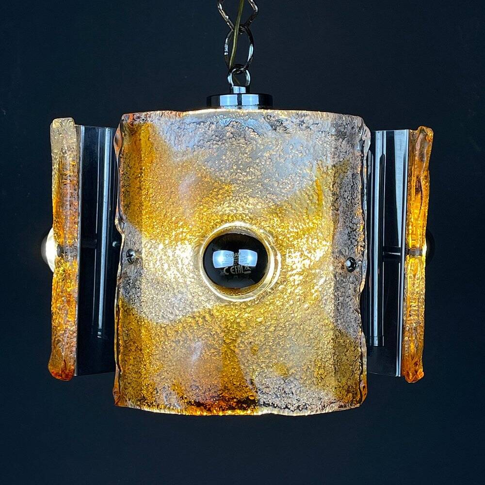 Murano glass chandelier ice mid-century by Av Mazzega, Italy, 1970s