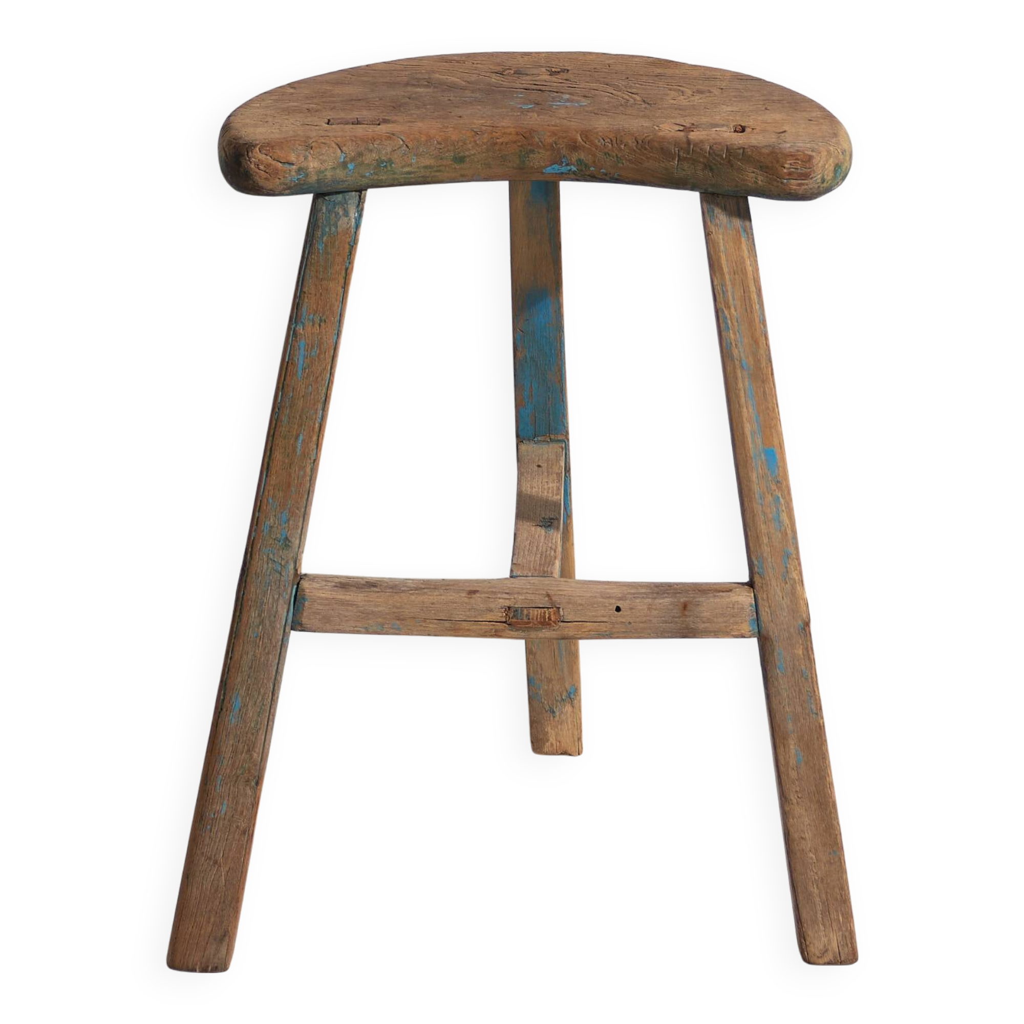 Antique solid wood stool (c.1900) #7