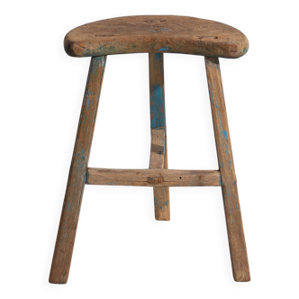 Antique solid wood stool (c.1900) #7