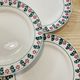 5 plates in faience with red and green flower pattern - ceranord-made in france