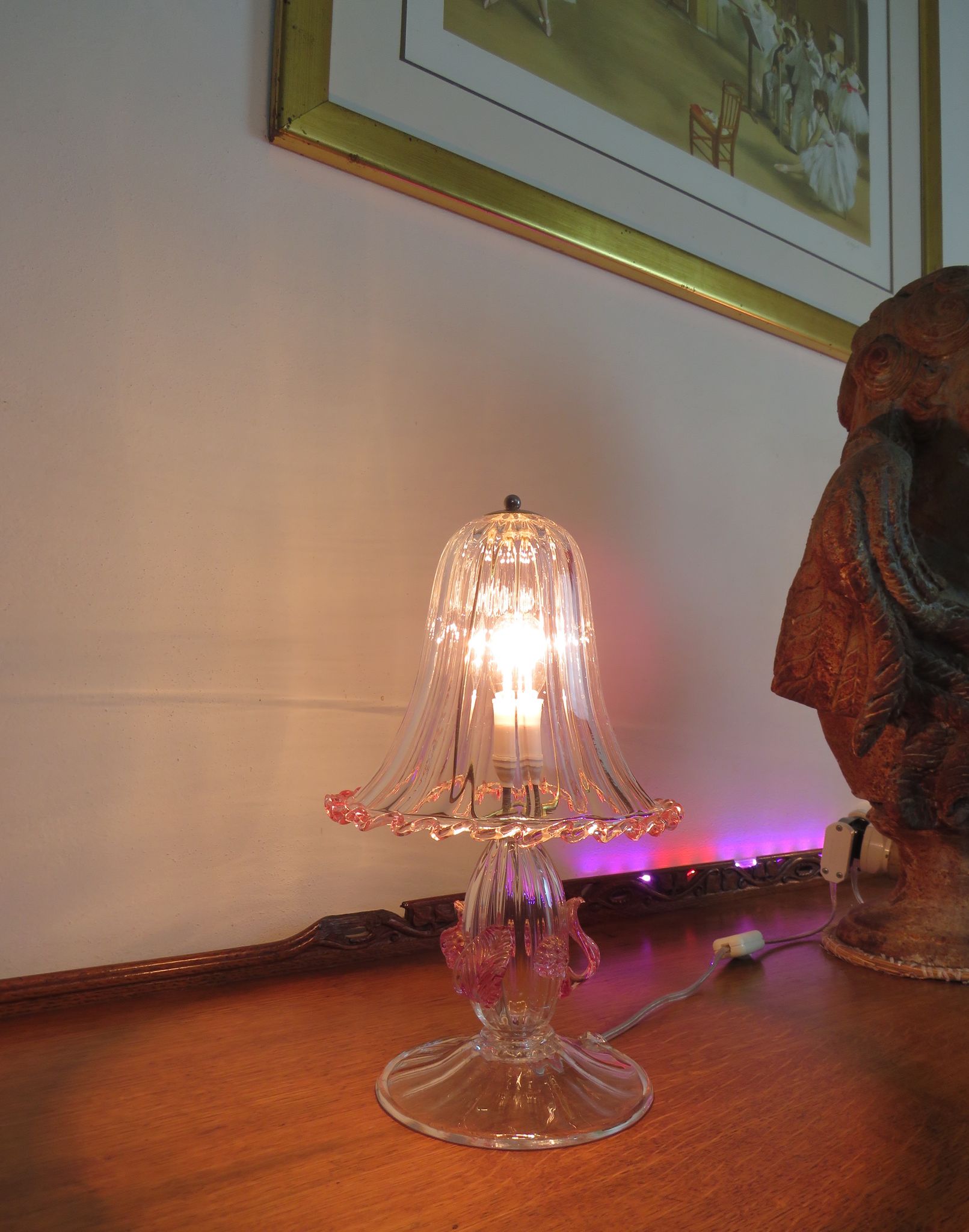 Pair of barovier and Toso (Murano) bedside lamps/table 1960s