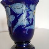 Betschdorf Schmitter Alsace stoneware, cobalt - Corolla vase with flowers
