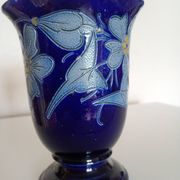 Betschdorf Schmitter grès d'Alsace, cobalt  - Vase corolle aux fleurs