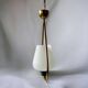 Modernist pendant light in white sandblasted glass and brass