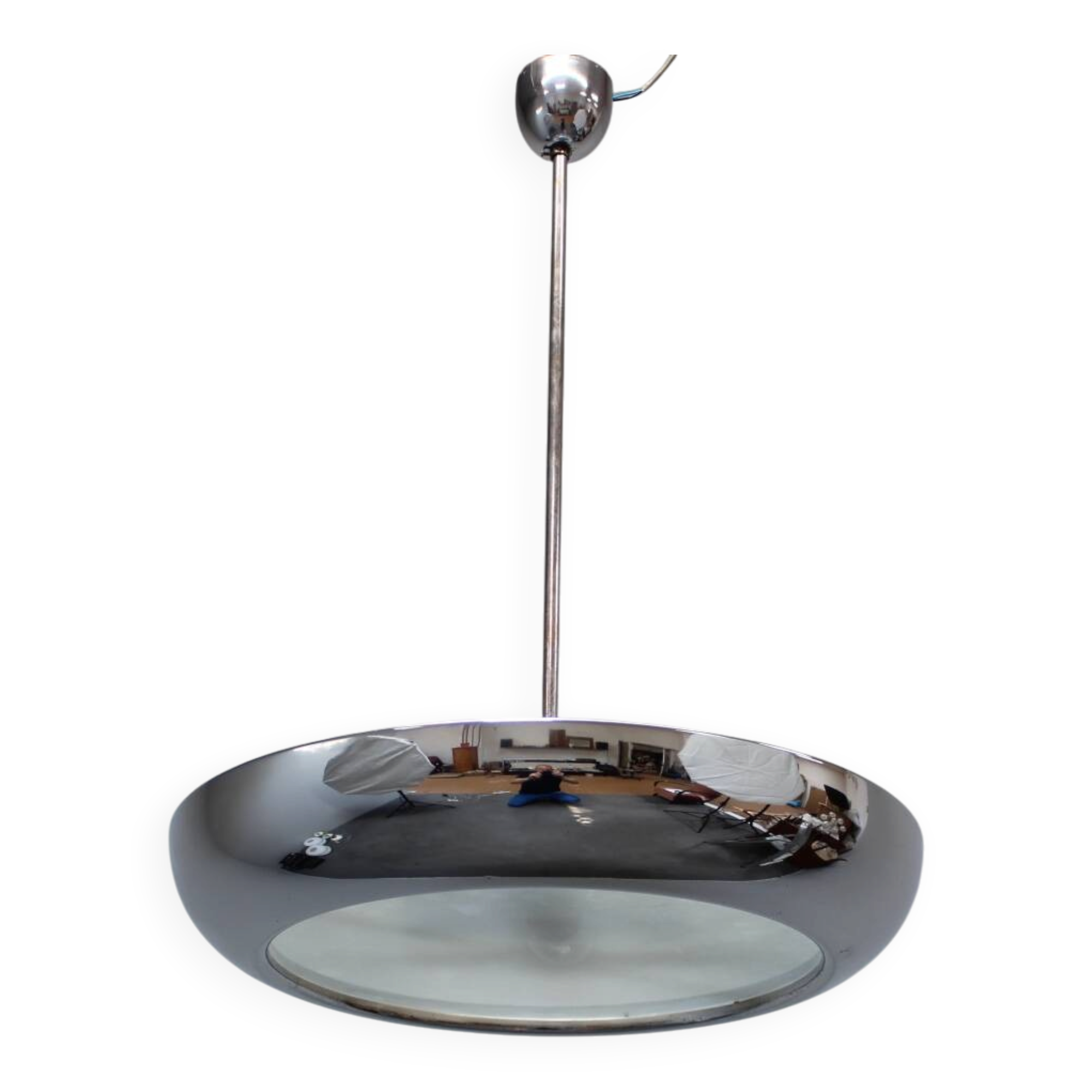 Bauhaus UFO pendant lamp by Josef Hurka for Napako, 1930s
