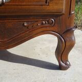 3-in-1 furniture: chest of drawers, secretary, and display cabinet, in walnut.