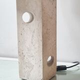 Sculpted travertine table lamp, italy 1970s