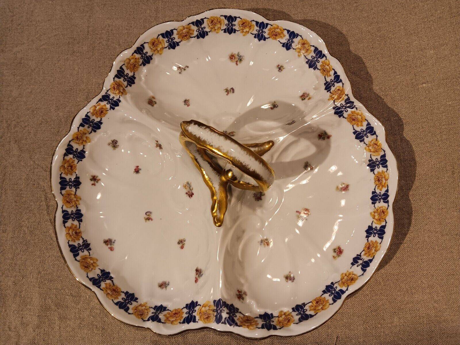 Beggar servant in Limoges JC porcelain floral decoration with roses