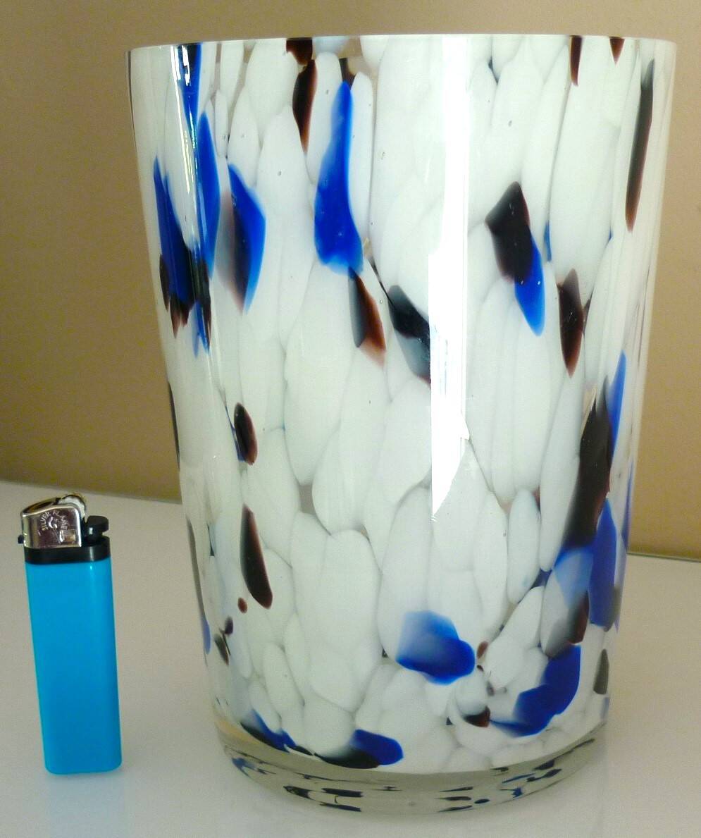 Large blown glass vase, speckled, thick, 70s/80s Murano design