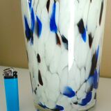 Large blown glass vase, speckled, thick, 70s/80s Murano design