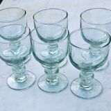 6 Gros Verres A Eau En Verre Vert Biot