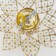 Antique 4-light star-shaped ceiling light in brass, glass pendants. 1980s