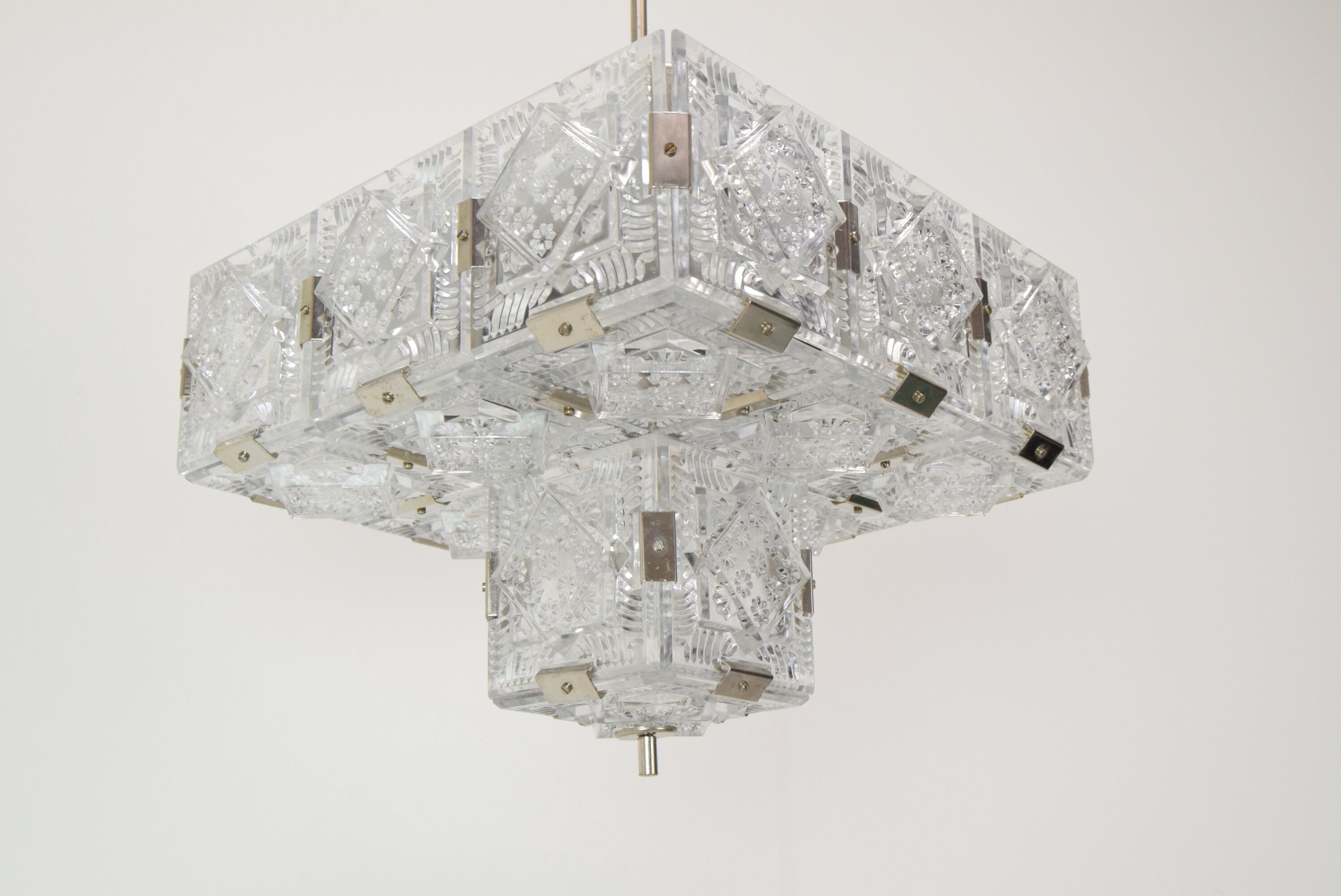 Mid-century glass pendant by Jaroslav Bejvl for Kamenicky Senov années 1960