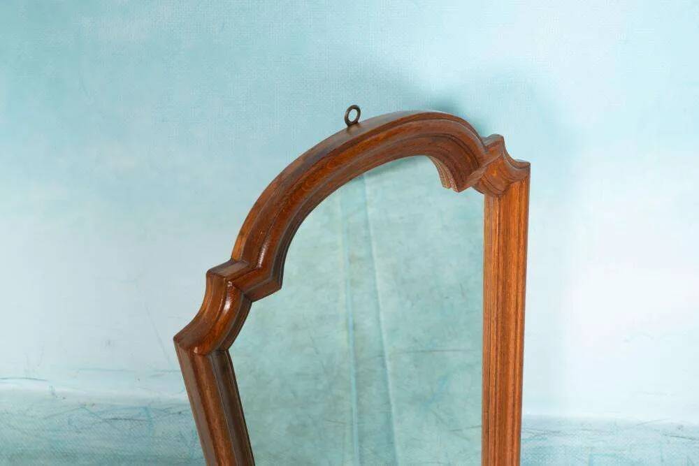 Vintage wooden mirror from the 1960s, art deco style 60s mirror.