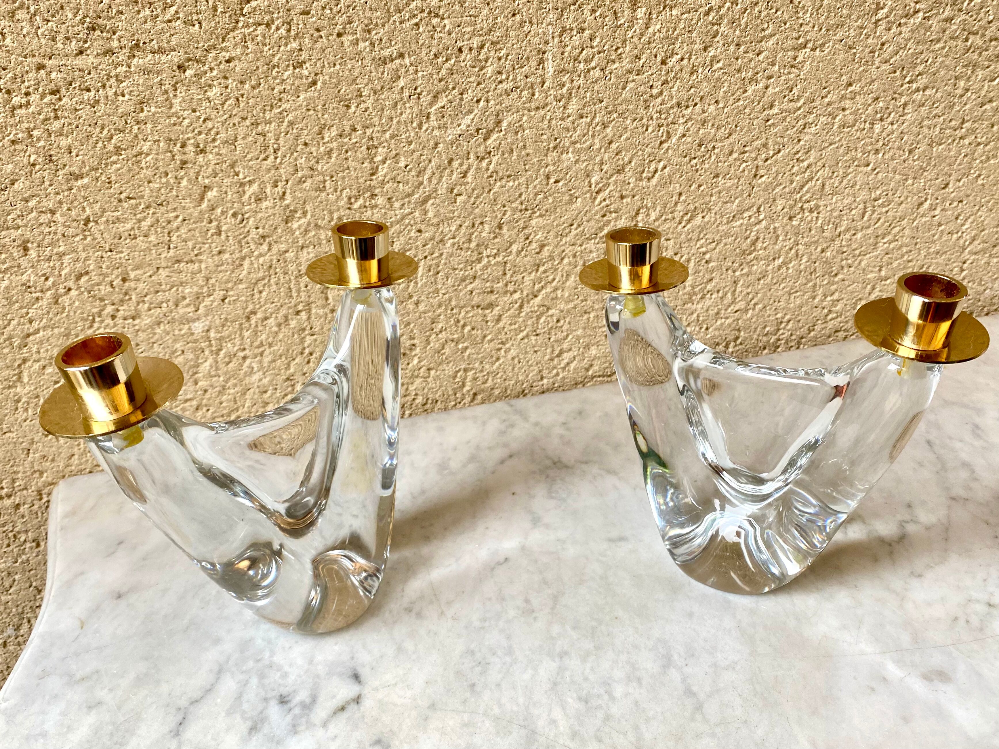 Pair of candlestick crystal Schneider France vintage 60s tbe