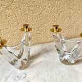 Pair of candlestick crystal Schneider France vintage 60s tbe