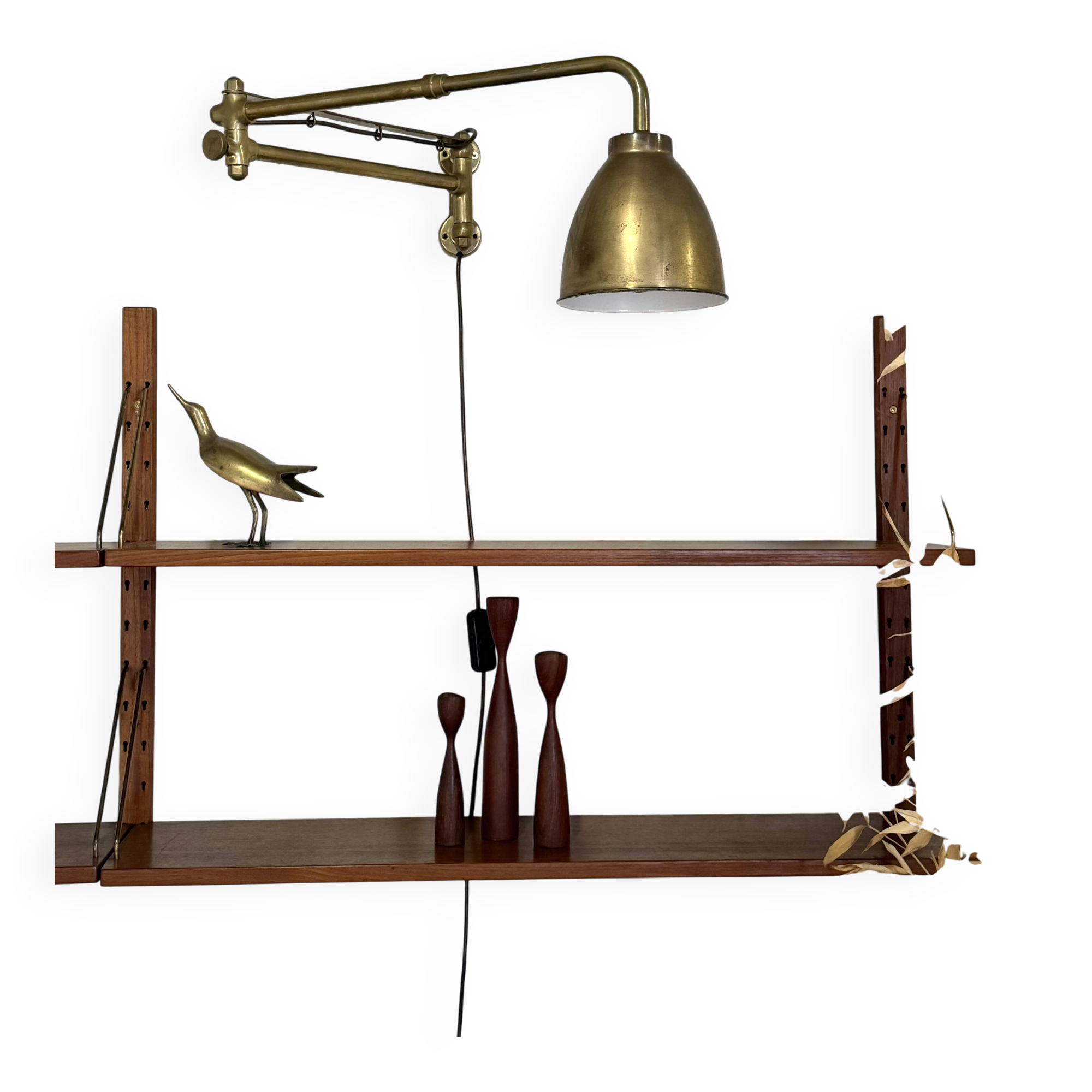 Vintage brass articulated wall lamp Scandinavian style