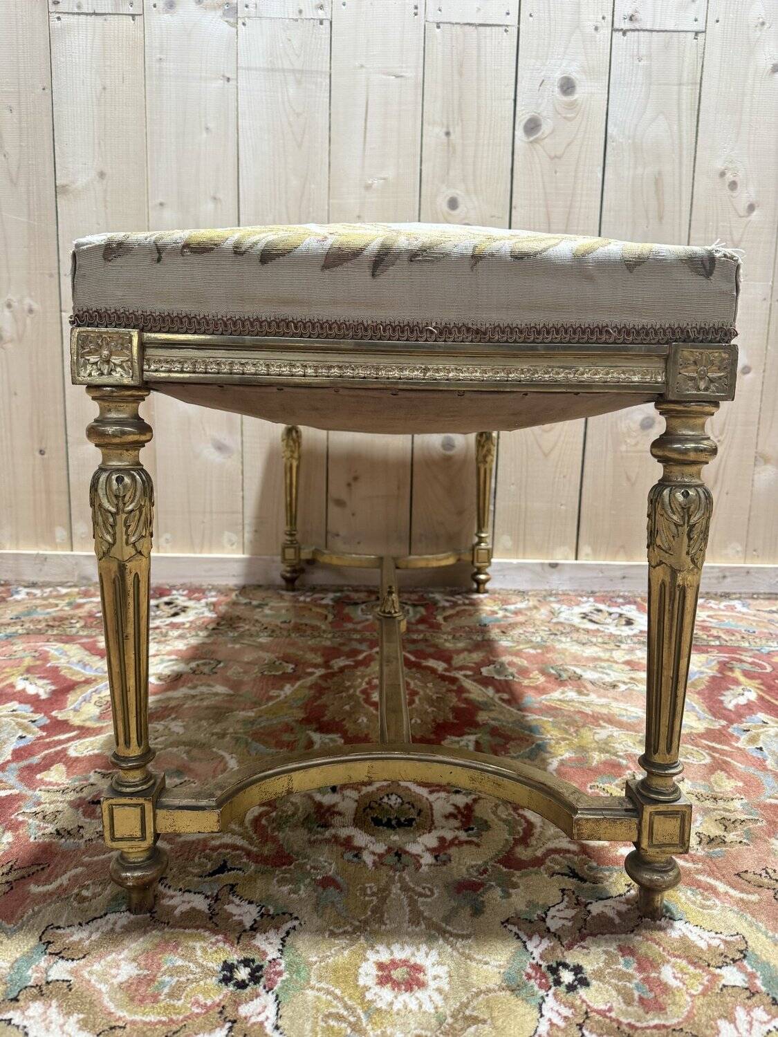 Bench - Louis XVI style office bench in gilded wood