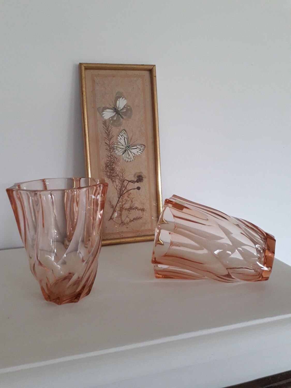 Nice duo pink vases luminarc