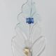 Vintage Murano Glass Table Lamp – White Opal Leaf-Shaped Glass with Blue Accent, Gold Metal Fittings, Italy 1980s