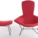 Design Harry bertoia for Knoll, Model Bird Armchair with Ottoman, 1980s