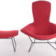 Design Harry bertoia for Knoll, Model Bird Armchair with Ottoman, 1980s