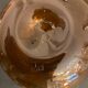 Jam maker or candy maker in amber yellow glass signed Biot