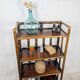 Brown rattan shelf