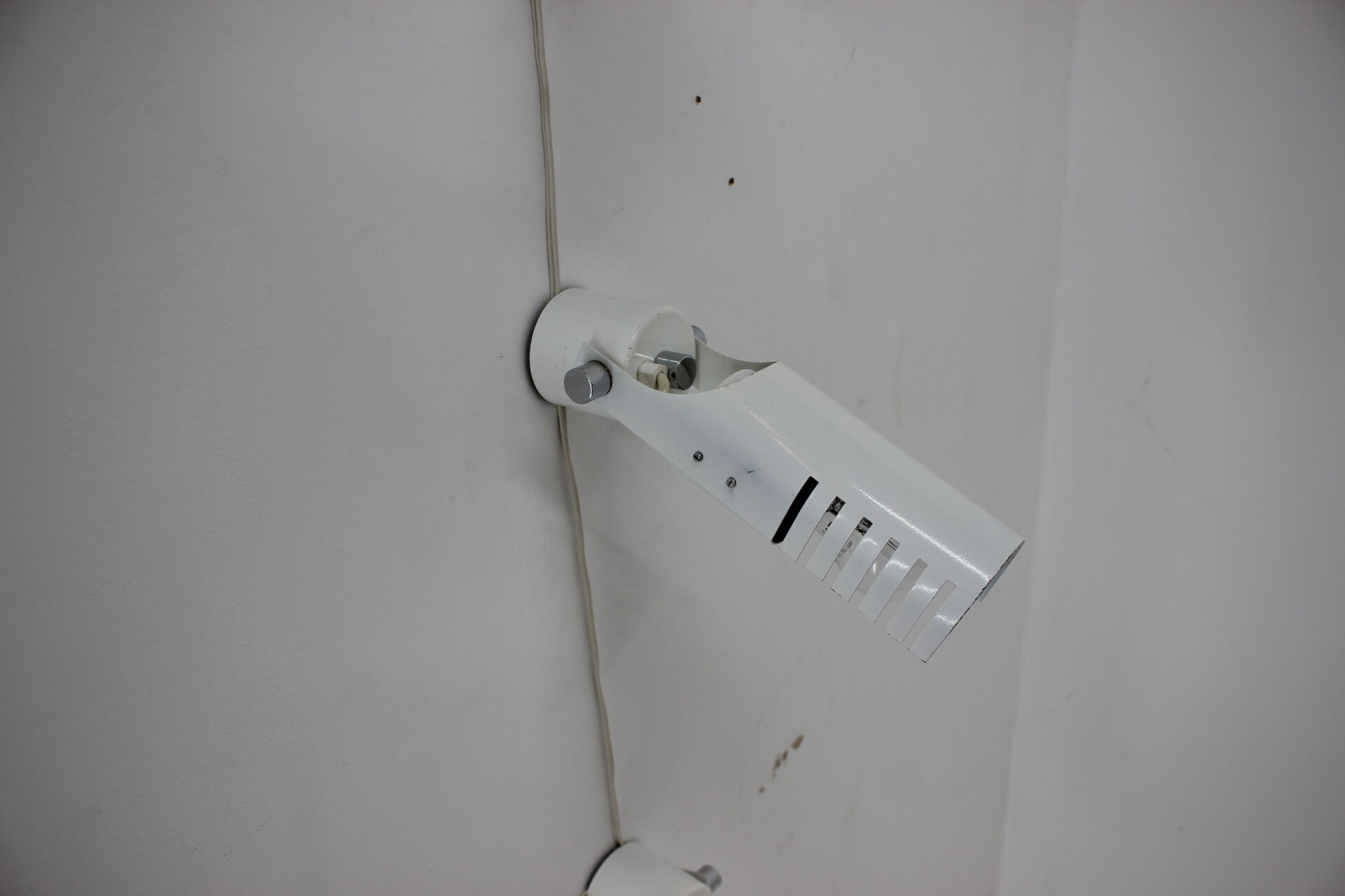 Set of three white adjustable design wall lamp, 1980's.