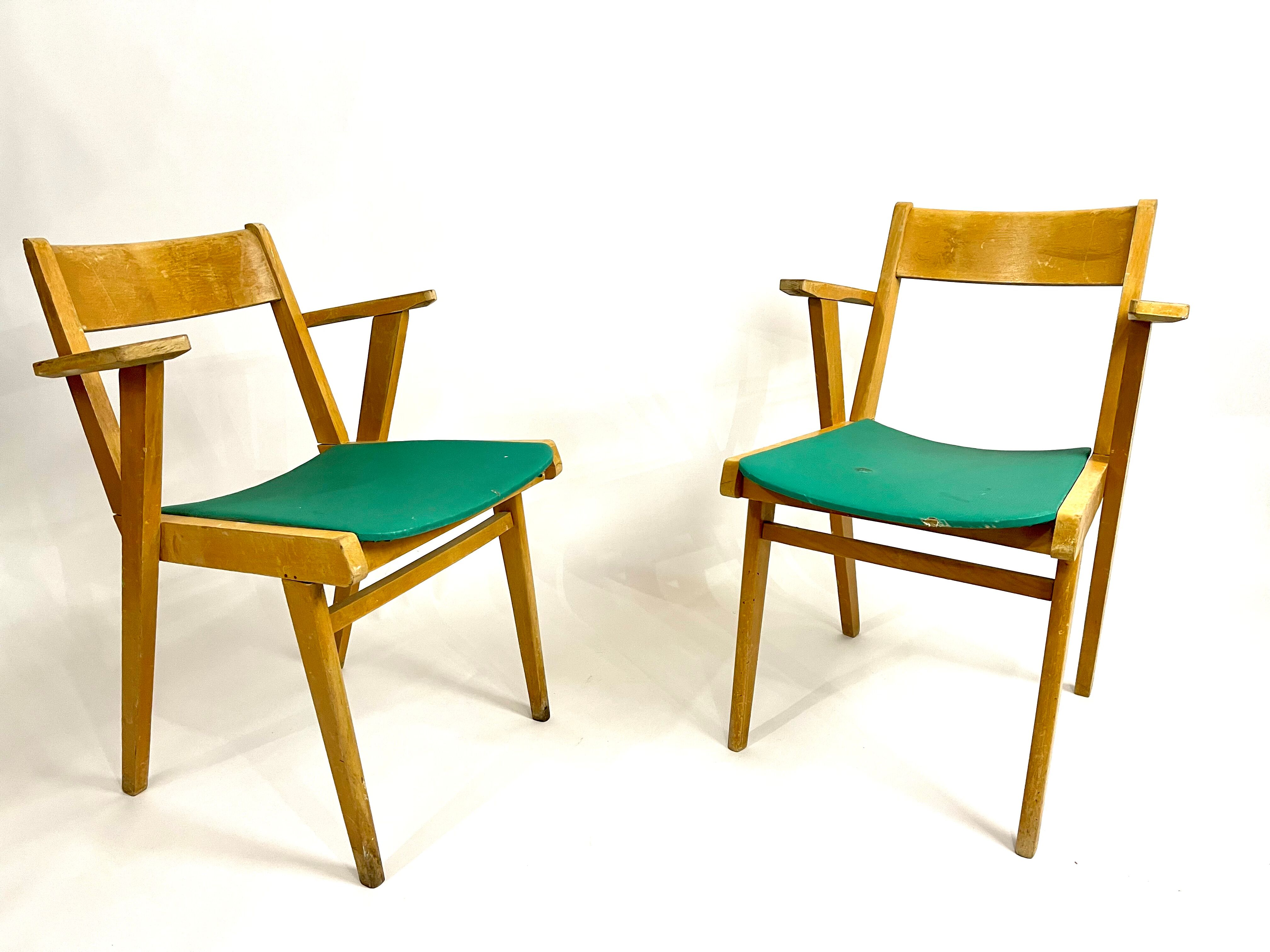 Pair of chair chair bridge design vintage 50