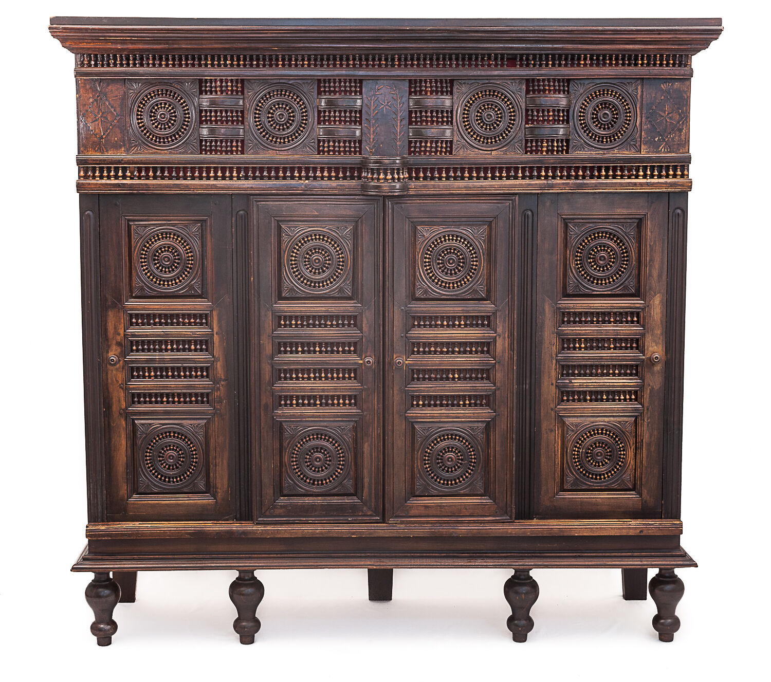 Vintage neo-breton sideboard in solid oak, 1880