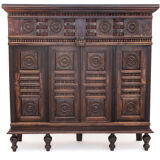 Vintage neo-breton sideboard in solid oak, 1880