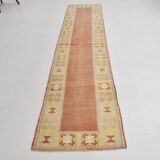 3x11 Pumpkin Orange & Yellow Runner Rug, Handwoven Turkish Runner, 81x344Cm