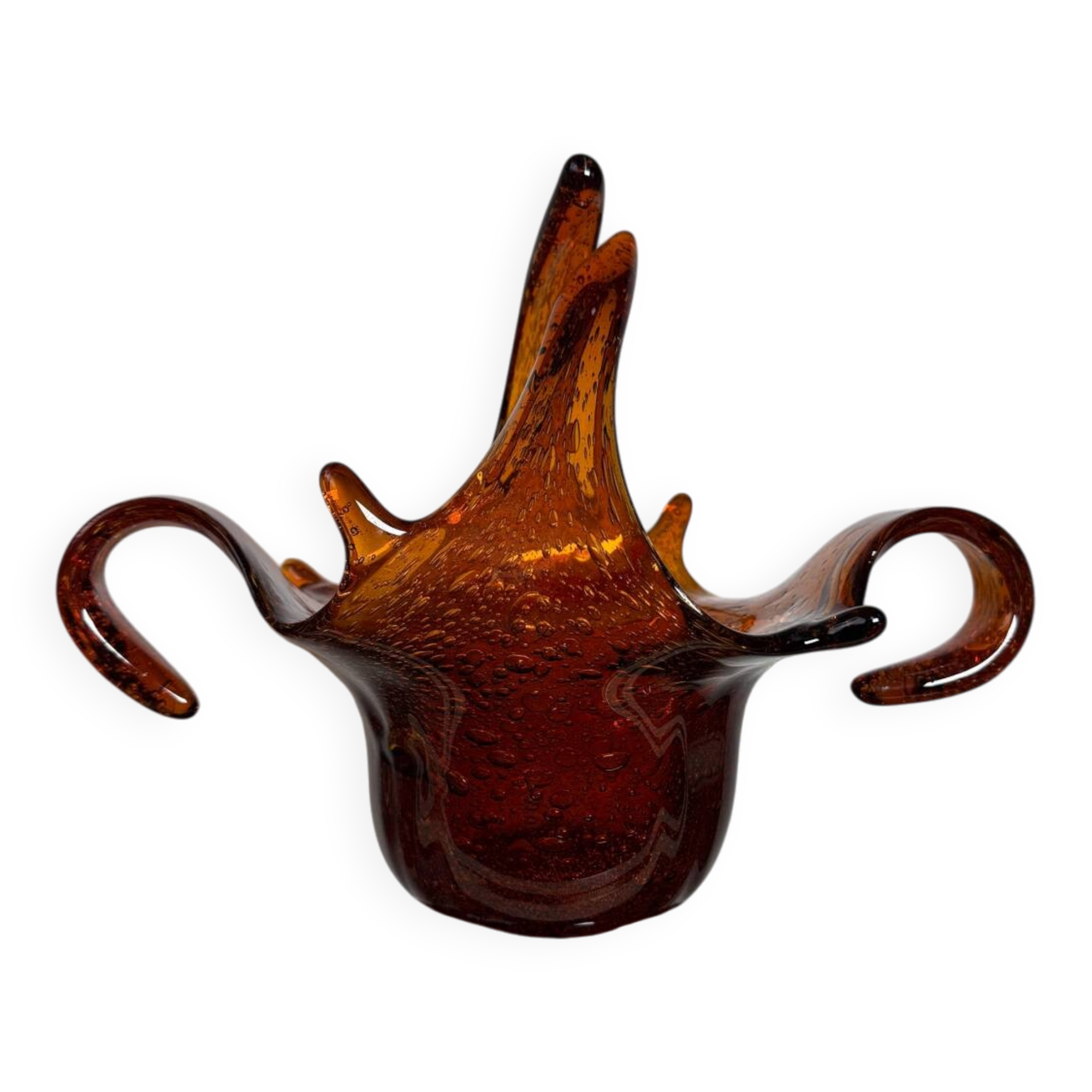 Amber blown glass empty pocket from the 60s