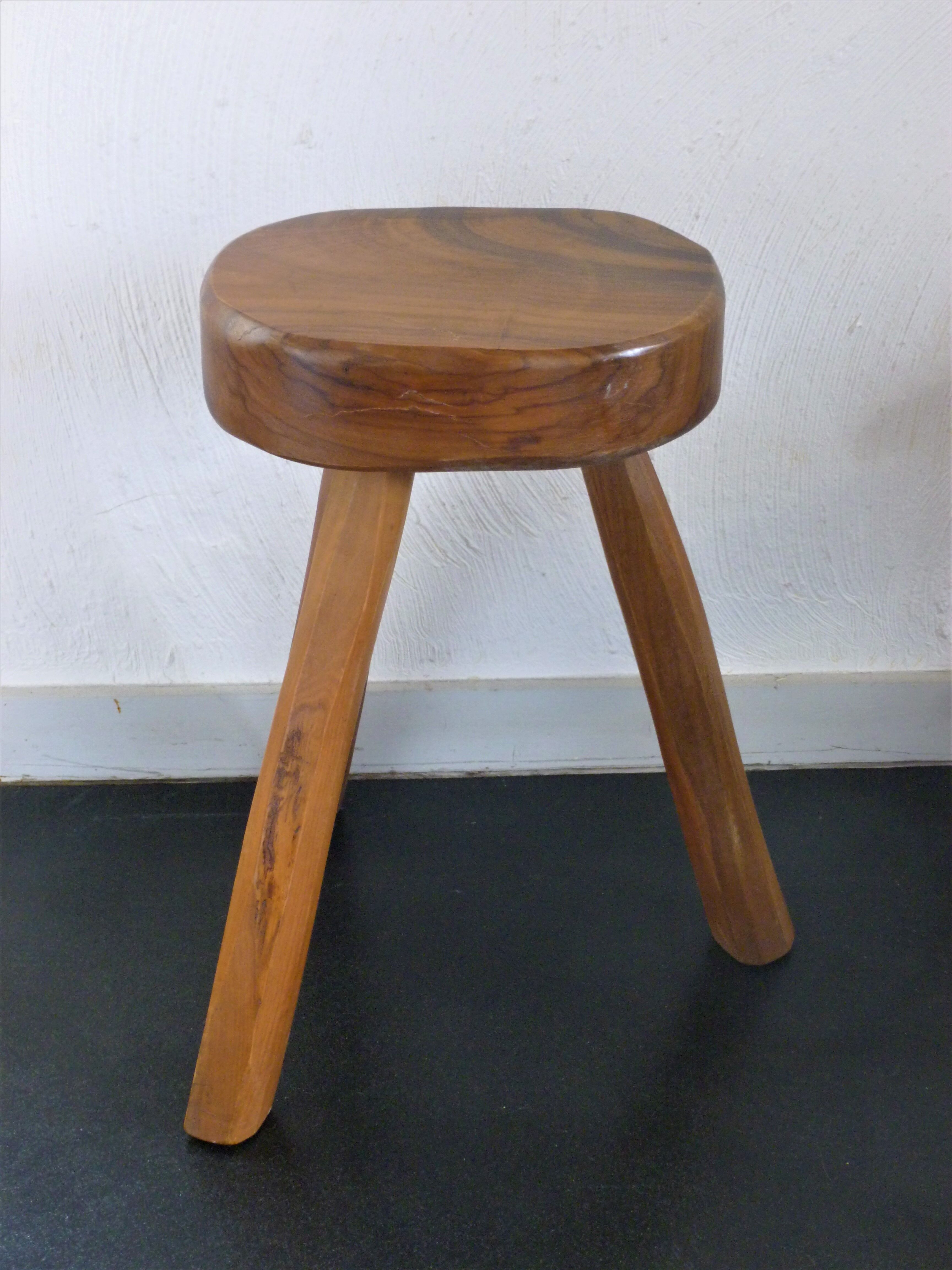 Brutalist stool, 70s, in olive tree