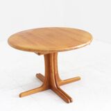 Vintage Danish round extendable dining table solid teak 1960s