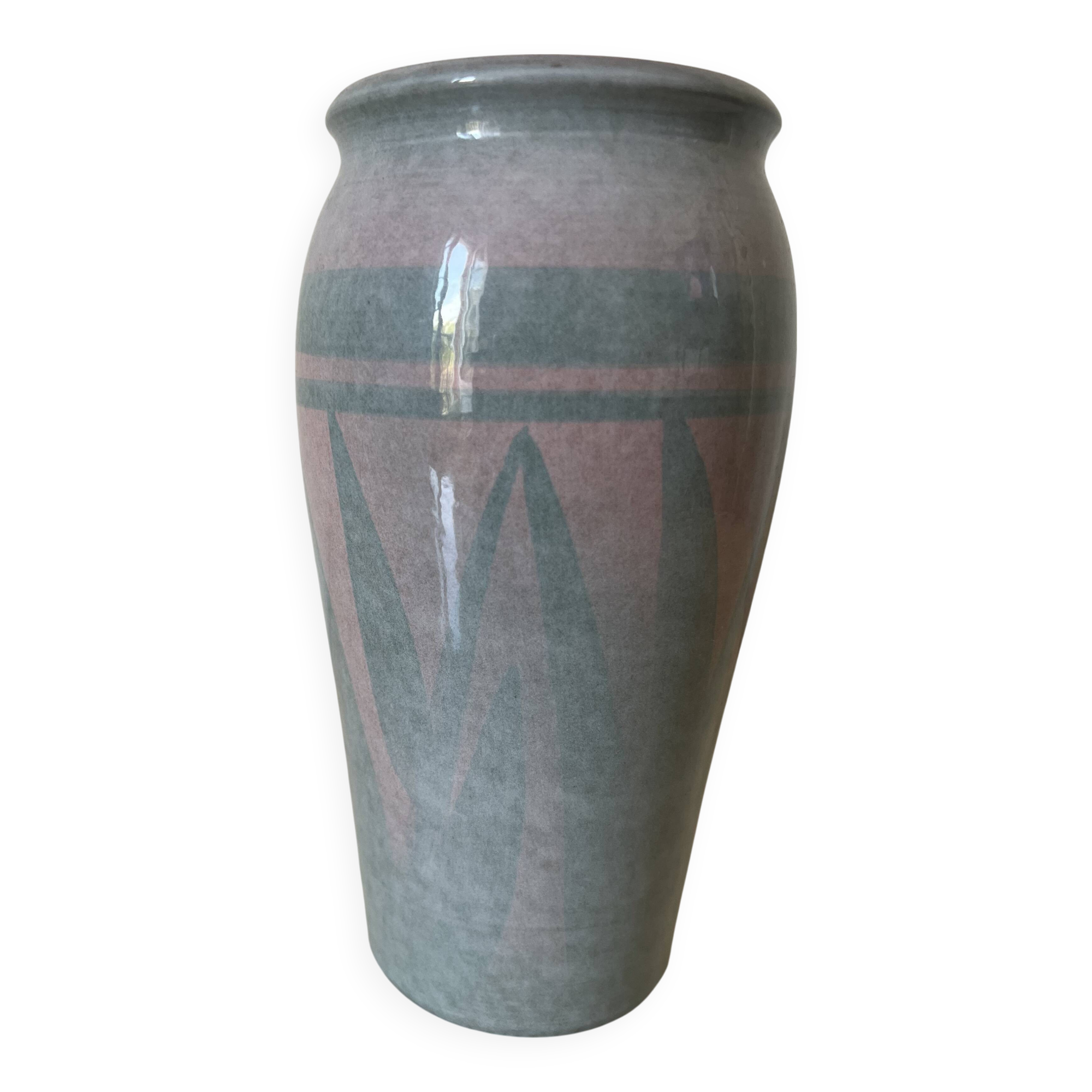 Sky blue and gray ceramic vase