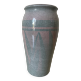 Sky blue and gray ceramic vase