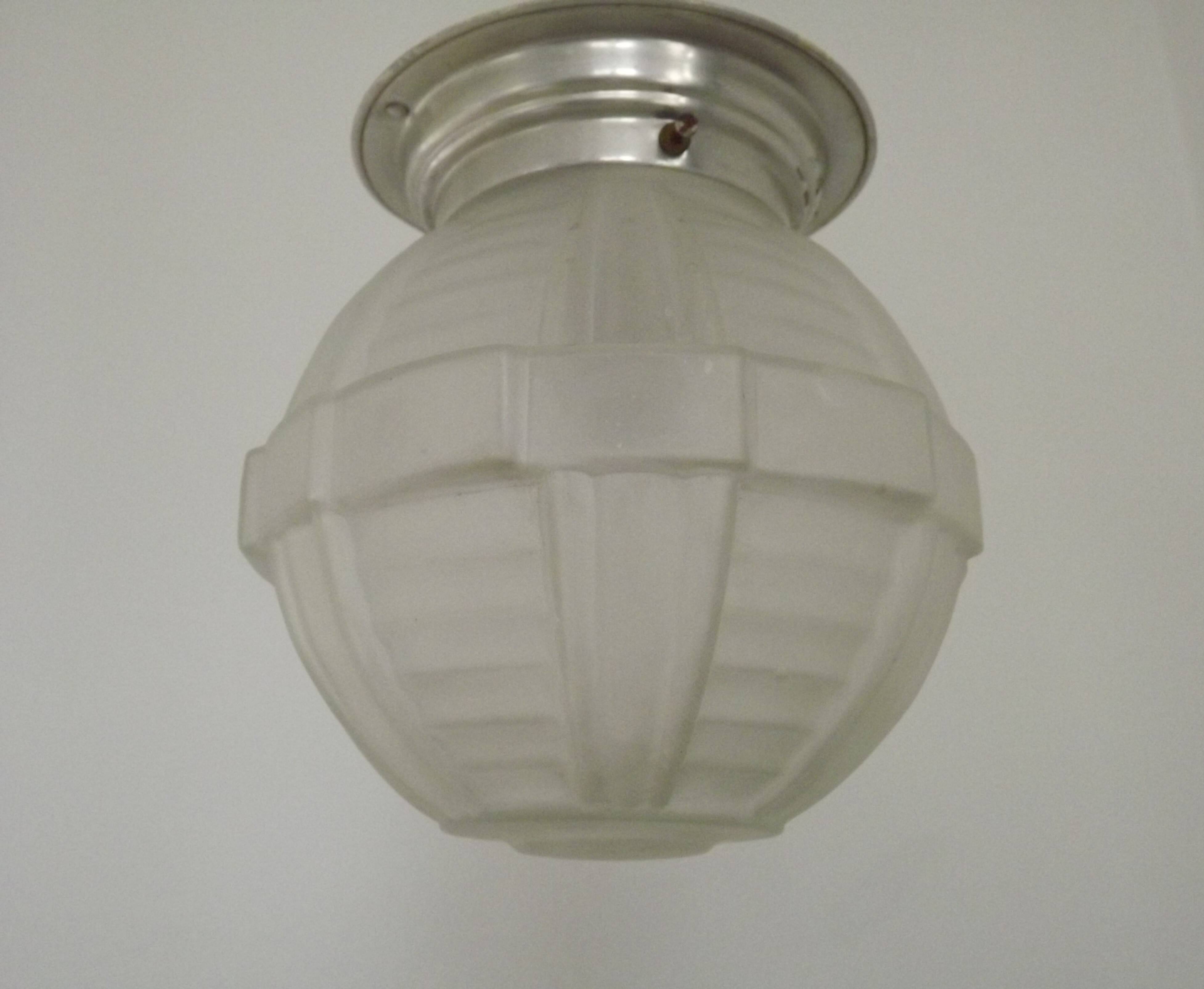 Art Deco ceiling light in glass and metal