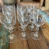 Set of nine cut crystal water glasses